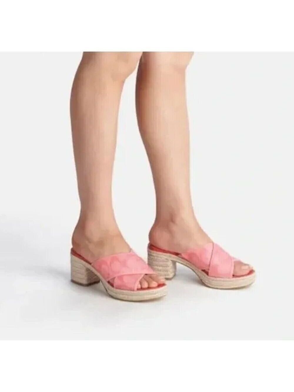 COACH SLOAN ESPADRILLE SANDALS PINK LEMONADE SIZE 10 11